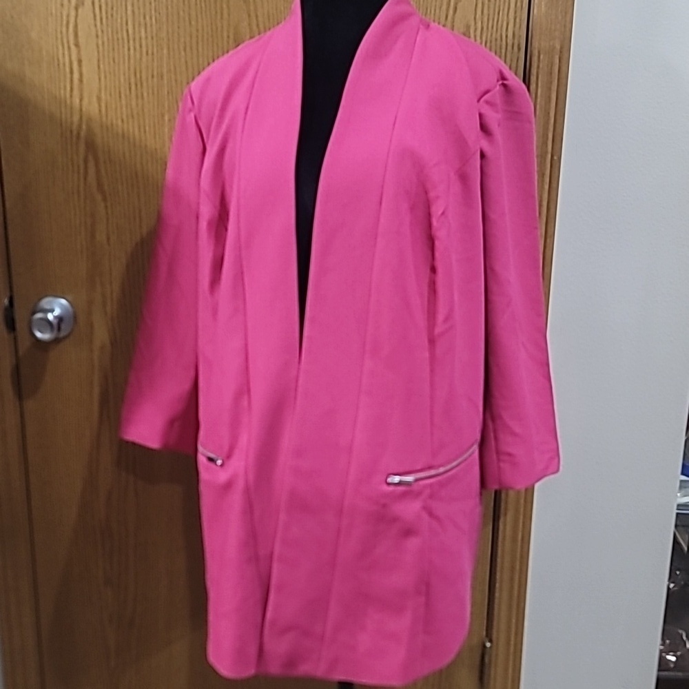 Lane Bryant Vibrant Pink Open Front Blazer